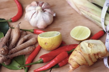 Vegetable ingredients for spicy soup - Thailand food