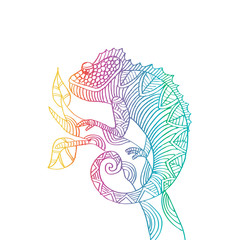 Hand drawn chameleon zentangle style. © Handini_Atmodiwiryo