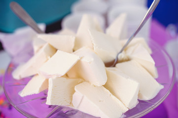 Ice cream in a transparent plate