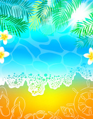 Fototapeta na wymiar Background sea beach vacation palm tree