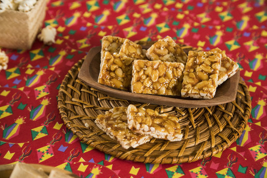 Typical Brazilian junina party sweets. Pe de moleque.