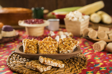 Typical Brazilian junina party sweets. Pe de moleque.