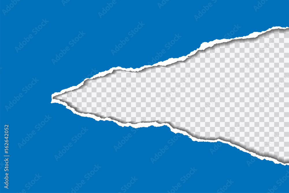 Poster vector blue sheet of torn paper with transparent background with space for your text