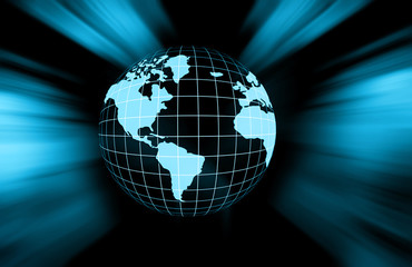 Best Internet Concept of global business. Globe, glowing lines on technological background. Wi-Fi, rays, symbols Internet, 3D illustration