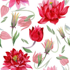 Wildflower Aquilegia flower pattern in a watercolor style isolated. Full name of the plant: Aquilegia. Aquarelle wild flower for background, texture, wrapper pattern, frame or border.