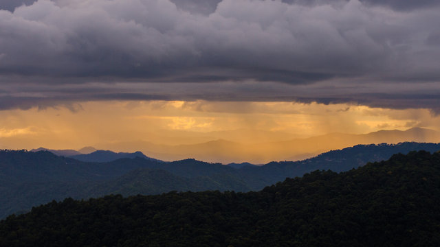 Sunset Viewpoint at  doi pui Chiang mai thailand