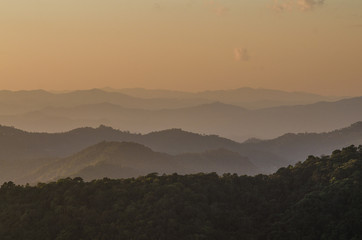 Beautiful Sunset at Doi Pui ,Chiang Mai ,Thailand