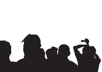 Crowd of spectators at a concert on a white background