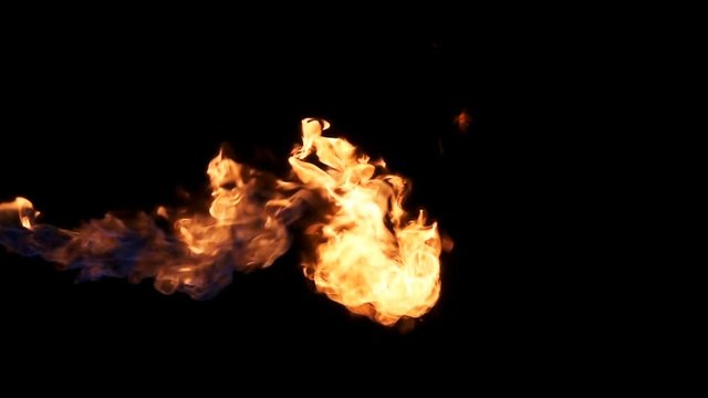 Motion graphic element fire separated on black from left of frame