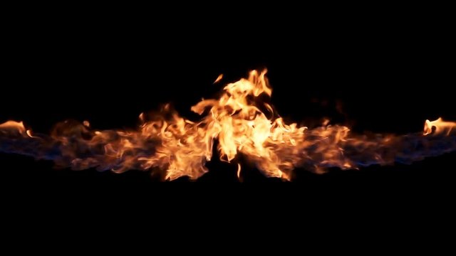Pair of fire streams meeting in center motion graphic element