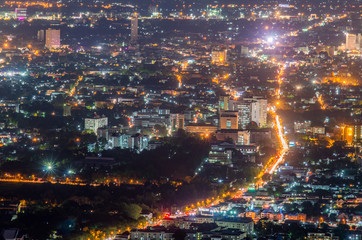Fototapeta na wymiar Night view at doi suthep view point Chiang mai Thailand