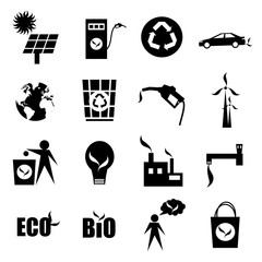 eco icons set, isolated on a white