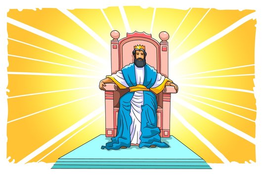 Jesus sits on his throne in heaven