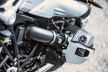 Motorcycle luxury items close-up: Motorcycle parts