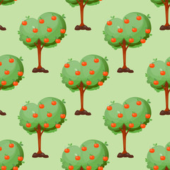 Leaves cartoon green trees seamless pattern vector summer leaf plant background