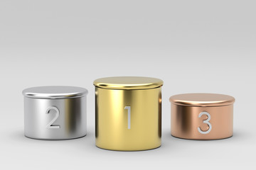Empty winners podium on white background. 3D rendering.

