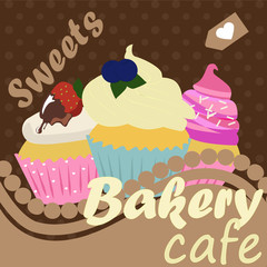 Vintage cupcake poster design