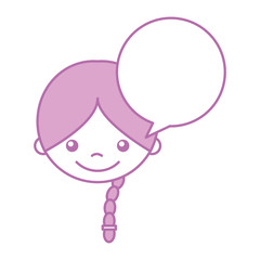 cute girl with speech bubble character icon vector illustration design