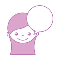 cute girl with speech bubble character icon vector illustration design