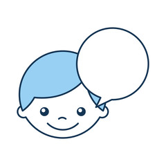 cute boy with speech bubble character vector illustration design