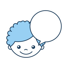 cute boy with speech bubble character vector illustration design