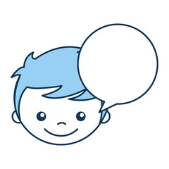 Obraz premium cute boy with speech bubble character vector illustration design