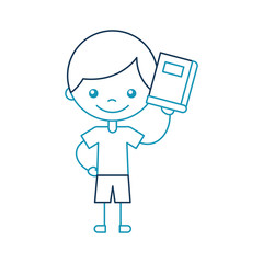 cute boy with book character icon vector illustration design