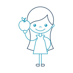 cute girl with apple character icon vector illustration design