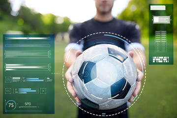 soccer player with ball on football field