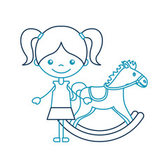 Fototapeta na wymiar cute girl with horse wooden character icon vector illustration design