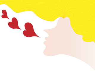 ハートマークと女性横顔