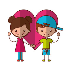 cute kids with heart characters icon vector illustration design