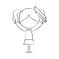 cute girl with book character icon vector illustration design