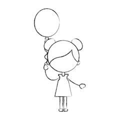 cute girl with party balloon character icon vector illustration design