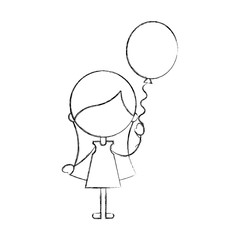 cute girl with party balloon character icon vector illustration design