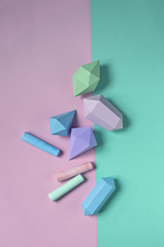 Paper gems and pastell chalks