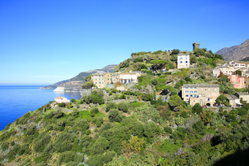 Fototapeta na wymiar Historic Nonza on Corsica Island, France