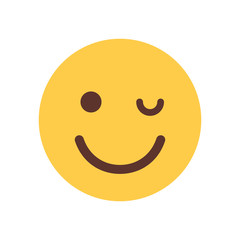 Yellow Smiling Cartoon Face Winking Emoji People Emotion Icon Flat Vector Illustration
