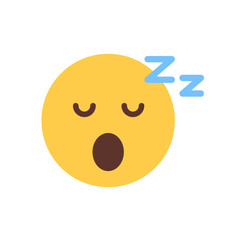 Yellow Smiling Cartoon Face Sleep Emoji People Emotion Icon Flat Vector Illustration