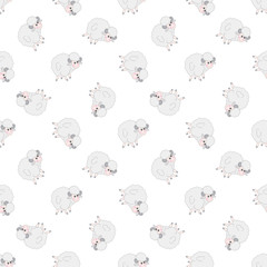 Vector Seamless Pattern with Cute Sheep Vector Lamb. Sheep Seamless Pattern Vector Illustration. 