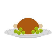 dish with delicious chicken meat icon vector illustration design