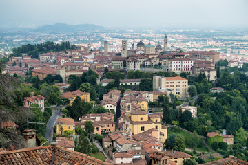 Fototapeta na wymiar BERGAMO, LOMBARDY/ITALY - JUNE 25 : View from Citta Alta in Bergamo on June 25, 2017