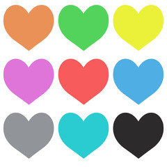 Colorful heart icons set