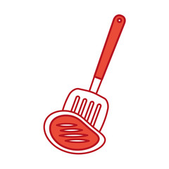 kitchen spatula tool with meat vector illustration design