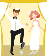 jewish wedding traditional ceremony, breaking the glass cartoon