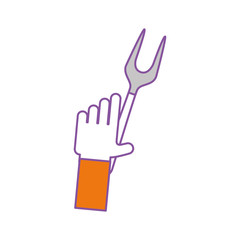 Fototapeta premium hand human with fork cutlery isolated icon vector illustration design