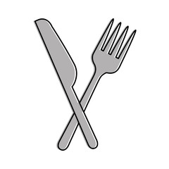 fork cutlery with knife vector illustration design