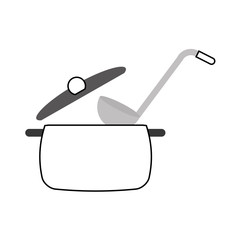 kitchen pot with spoon vector illustration design