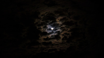 Fototapeta na wymiar Moon on Cloudy summer day.