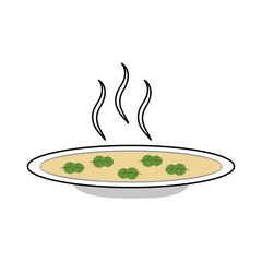 dish with soup icon vector illustration design